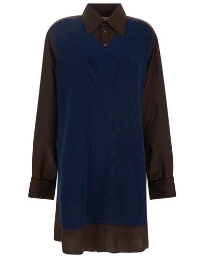 Maison Margiela Buttoned Knit Shirt - Blue