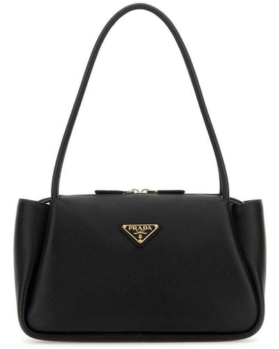 Prada Triangle-logo Medium Handbag - Black