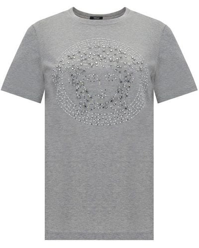 Versace Medusa-embellished Crewneck T-shirt - Grey