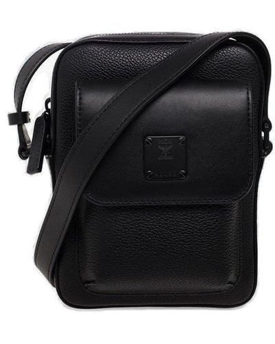 MCM+Men%27s+Black+Color+Splash+Visetos+Mini+Logo+Leather+Crossbody+Bag for  sale online