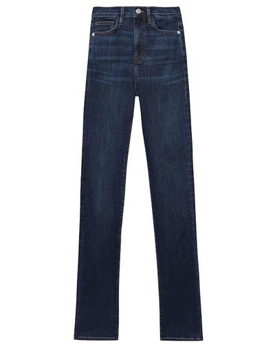 FRAME Whiskering-effect Straight-leg Slim-cut Jeans - Blue