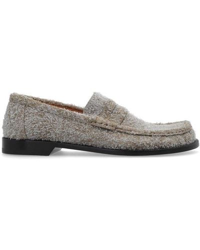Loewe Campo Round Asymmetrical Toe Loafers - Grey