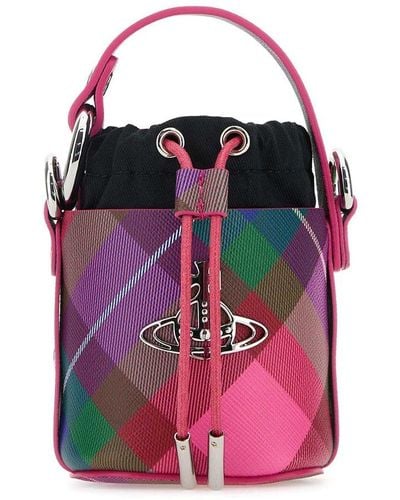 Vivienne Westwood Mini Daisy Checked Drawstring Bucket Bag - Pink