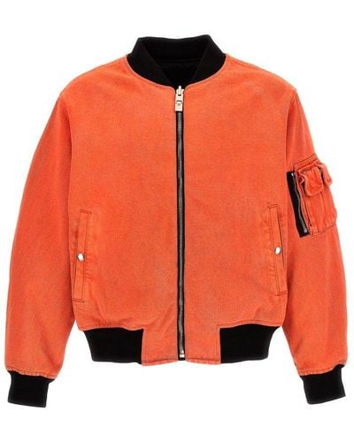 Givenchy Reversible Denim Bomber Jacket - Orange