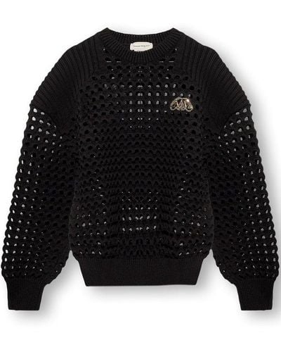 Alexander McQueen Openwork Sweater - Black