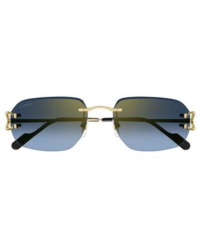 Cartier Rectangle Frame Sunglasses - Green