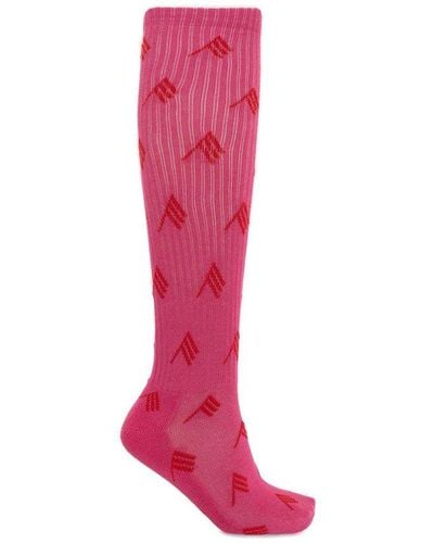 The Attico Socks With Logo, - Pink