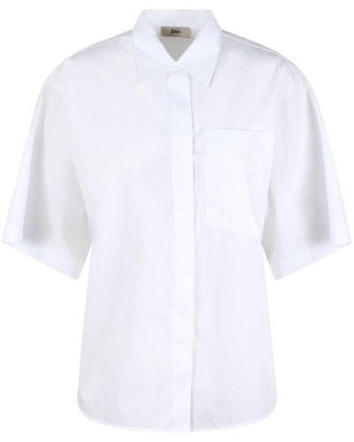 Herno Logo Embroidered Short-sleeved Shirt - White