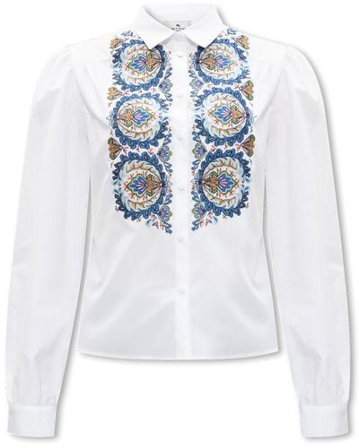 Etro Embroidered Cotton Shirt - White