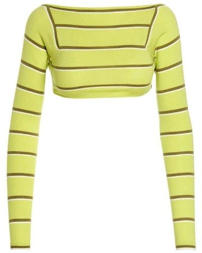 Emilio Pucci Striped Long-sleeved Cropped Top - Yellow