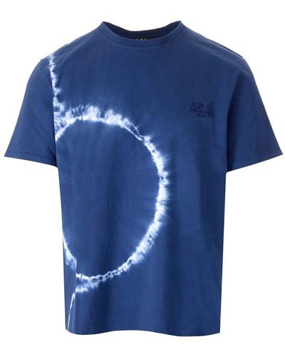 A.P.C. Logo Embroidered Tie-dyed T-shirt - Blue