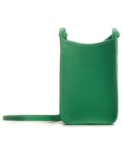 Longchamp Le Foulonné Logo Embossed Phone Case - Green