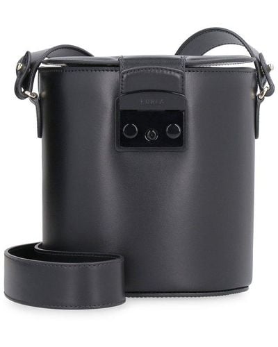 Furla Metropolis Leather Bucket Bag - Black