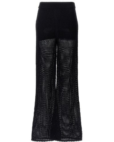 Moschino Jeans Heart Patch Crochet-knit Flared Pants - Black