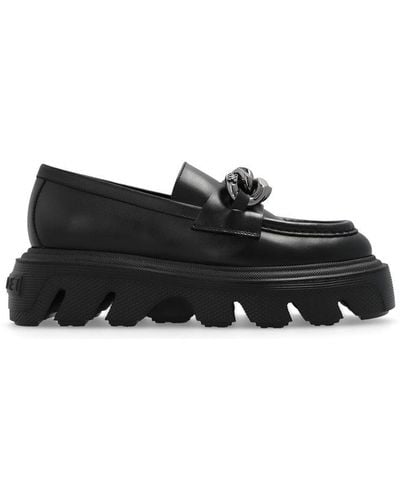 Casadei Chain-link Slip-on Loafers - Black