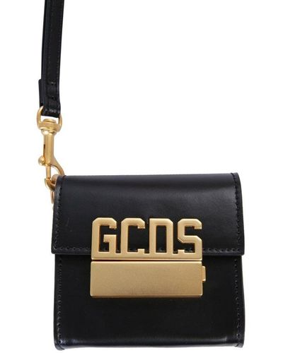 Gcds Leather Bag With Logo - Black