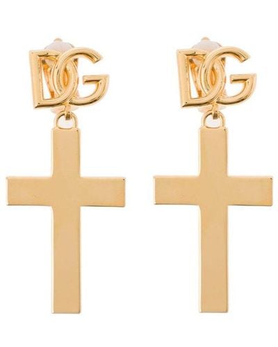 Dolce & Gabbana Cross Logo Earrings - White