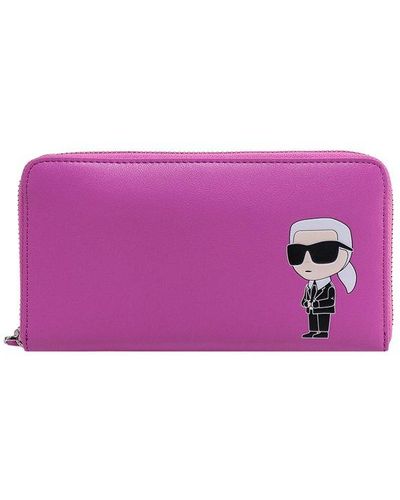 Karl Lagerfeld K/ikonik 2.0 Leather Wallet - Pink