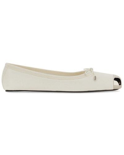 Alexander McQueen Bow-detailed Slip-on Ballerina Shoes - White