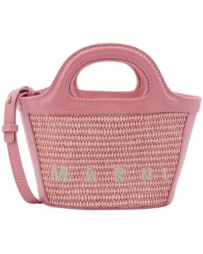 Marni Tropicalia Logo Embroidered Micro Tote Bag - Pink