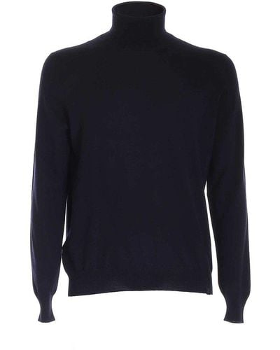 Fay Roll Neck Knitted Pullover - Blue