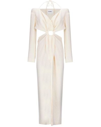 Nanushka Cut Out Long-sleeved Midi Dress - White