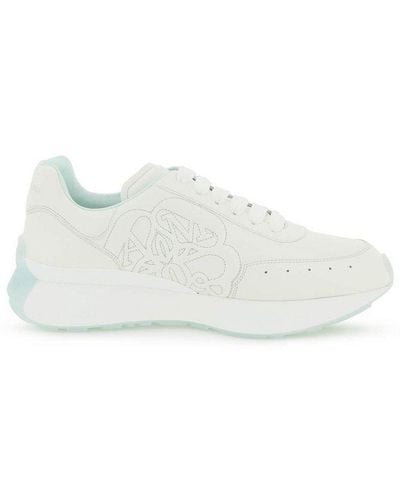 Alexander McQueen Perforated Detailed Lace-up Sneakers - White