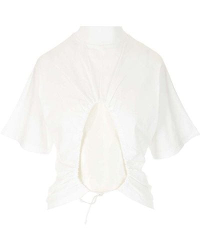 Alaïa Cut-out Detailed Cropped T-shirt - White