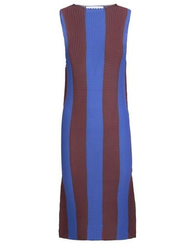 Sunnei Striped Sleeveless Midi Dress - Purple