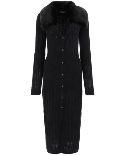 Blumarine Buttoned Dress With Removable Collar - Black