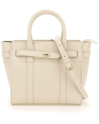 Mulberry Grain Leather Zipped Bayswater Mini Bag - Natural