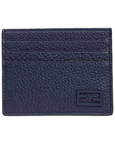 Fendi Leather Card Holder - Blue