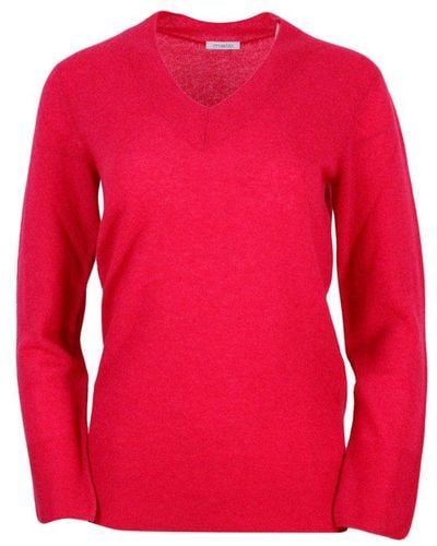 Malo Long-sleeved V-neck Knitted Sweater - Red