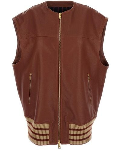 Etro Leather Vest Look3 - Brown