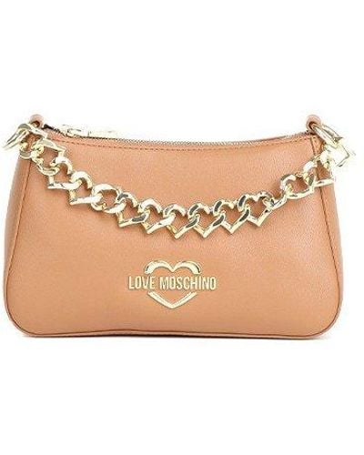 Love Moschino Logo-plaque Chain-link Tote Bag - Natural