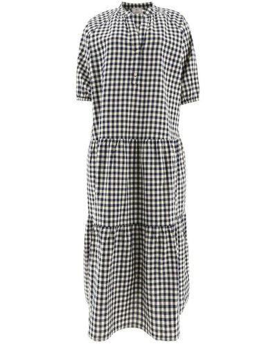 Woolrich Gingham-printed Puff Sleeved Tiered Dress - Grey