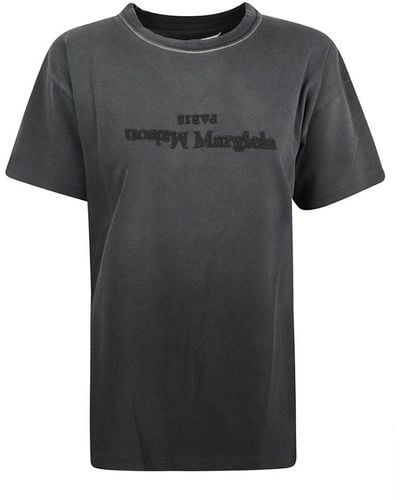 Maison Margiela Logo Printed Crewneck T-shirt - Black