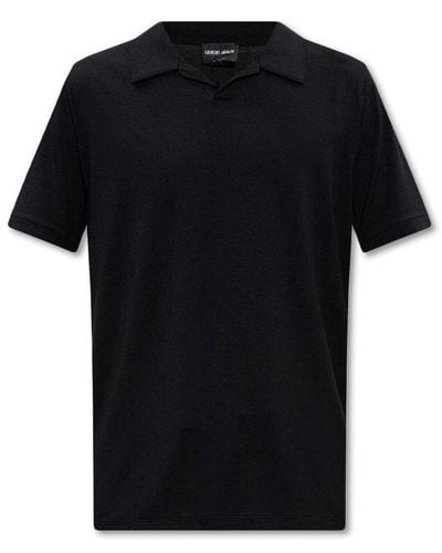 Giorgio Armani Short-sleeved Polo Shirt - Black