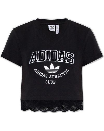 adidas Originals Lace-trimmed T-shirt - Black
