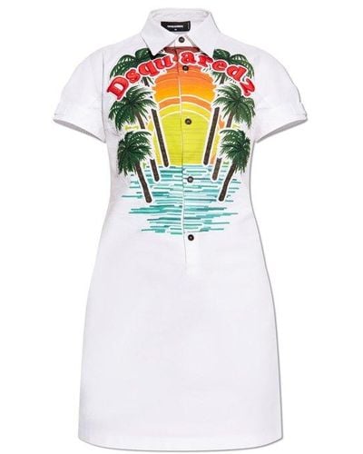 DSquared² Dress With Graphic Motif - White