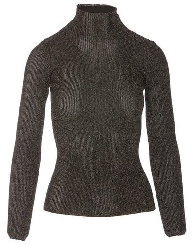Twin Set Metallic-threading High-neck Ribbed Sweater - Black