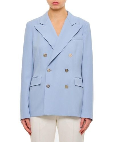 Ralph Lauren Camden Wool Gabardine Double-Breasted Jacket - Blue