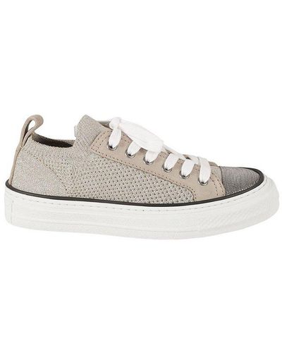 Brunello Cucinelli Round-toe Lace-up Sneakers - White