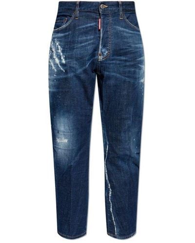 DSquared² Distressed Straight-leg Jeans - Blue