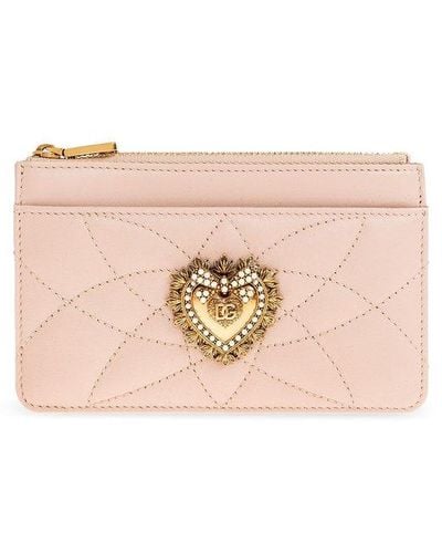 Dolce & Gabbana Devotion Quilted Leather Card Holder - Pink