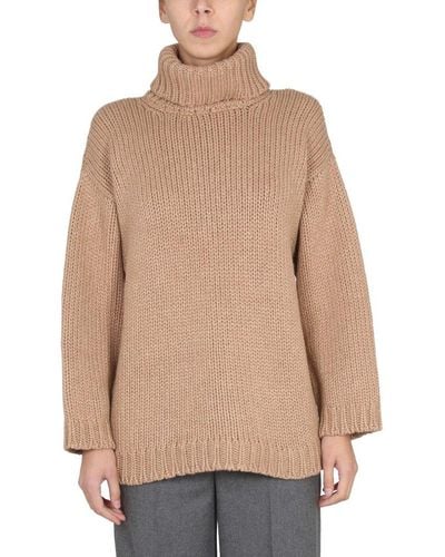 RED Valentino Red High-neck Ribbon Sweater - Natural