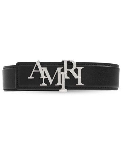 Amiri Leather Belt With Logo, - Black