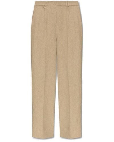 Jacquemus High-waisted Pleated Front Trousers - Natural