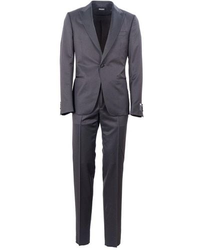 Zegna Single-breasted Pressed Crease Tailored Suit - Blue