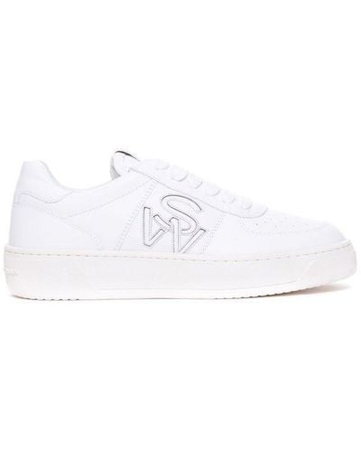 Stuart Weitzman Sw Courtside Logo Sneakers - White